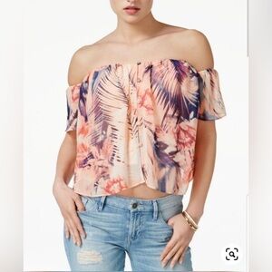 GUESS floral Off Shoulder Top ~ size XS
